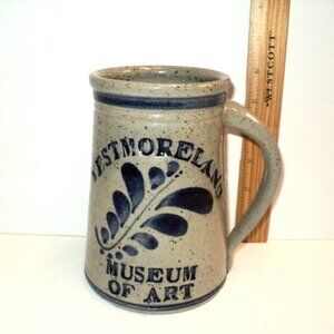 Salt-Glazed Pottery Stein Gray & Cobalt Blue Maine Westmoreland Museum of Art